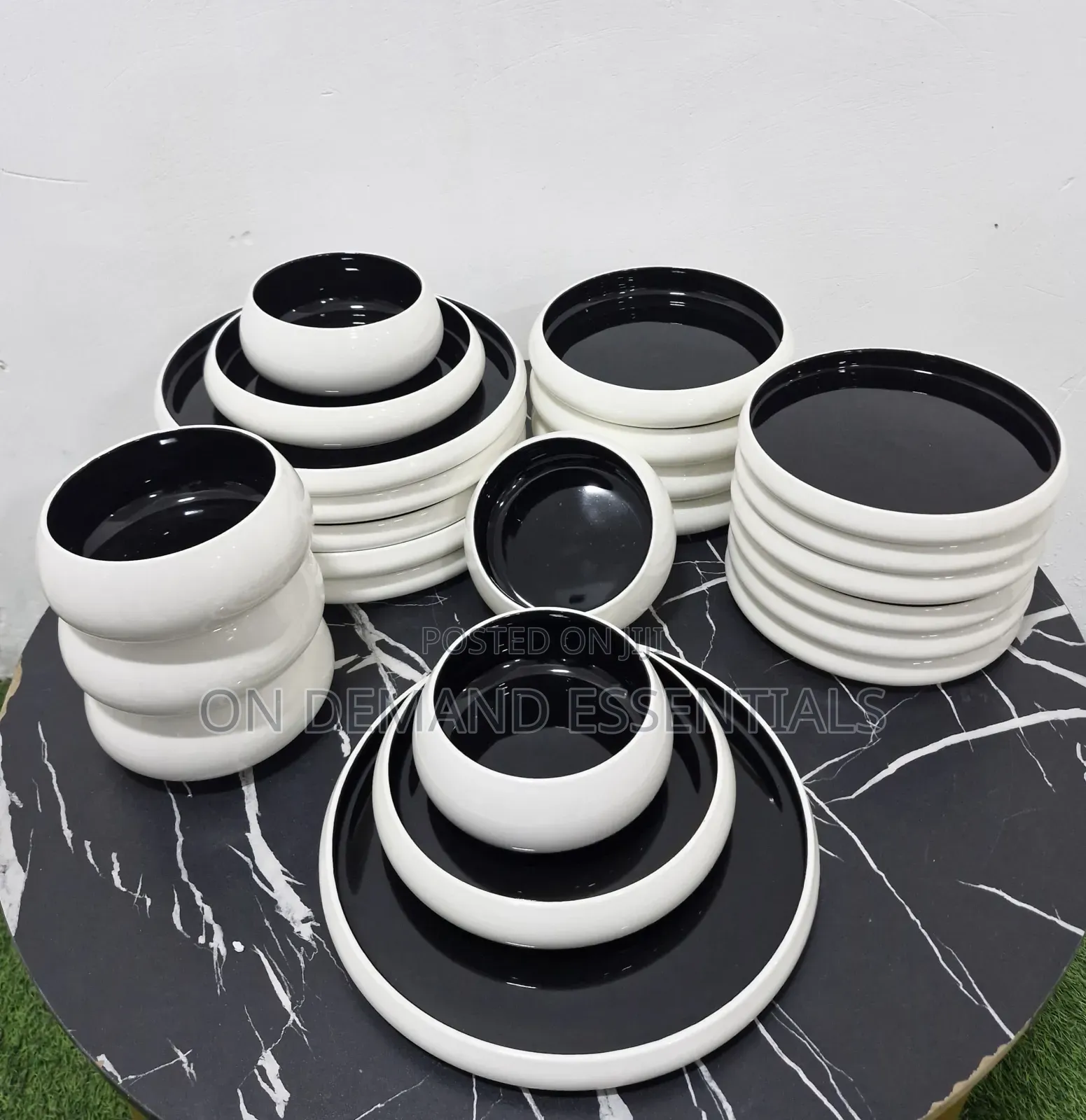 24pcs Elegant White Double Glaze Ceramic Dinner Set