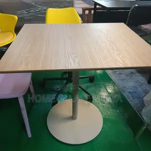 Bar Table: Heavy Iron Base Table With Wood Veneer Top