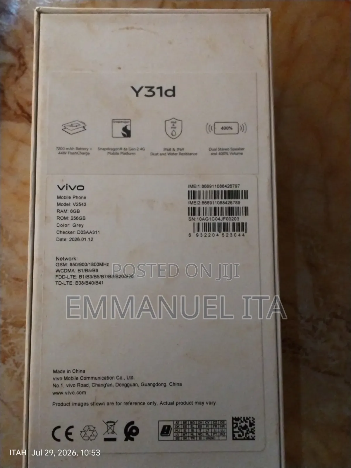New Vivo Y31d 256 GB Gray