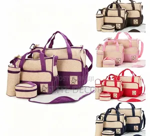 5-in-1 Baby Diaper Bag Set – Available in Red, Chocolate, Navy Blue