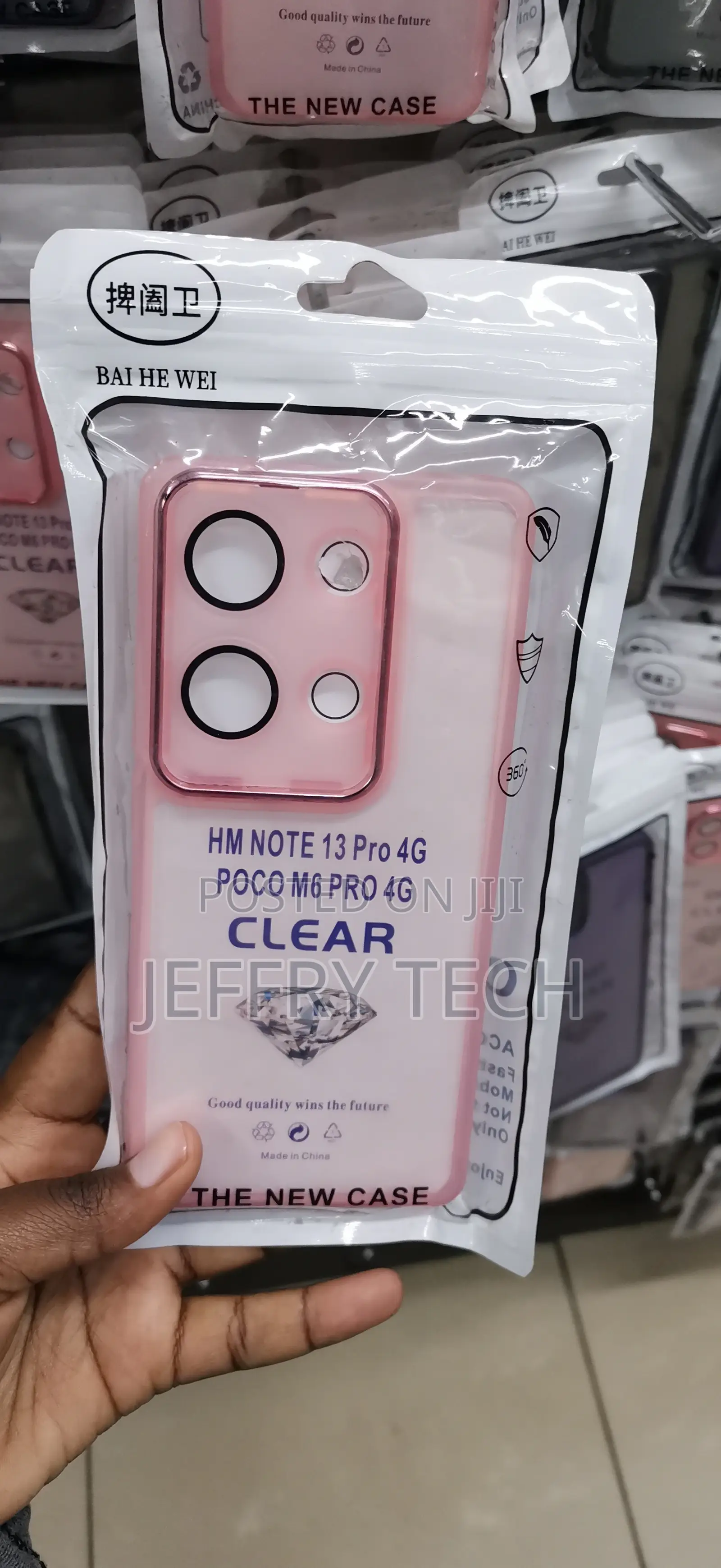 Redmi Note 13 Pro 4G Pink-Trimmed Clear Silicone Phone Case