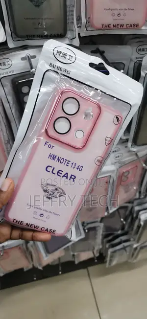 Pink-Accented Transparent Soft TPU Phone Case -Redmi Note 13 4G