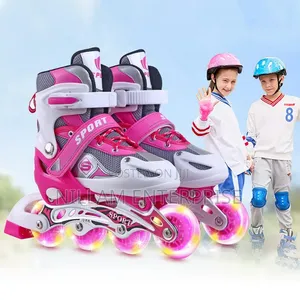 Adjustable Inline Skates Set With Helmet Protective Guards*
