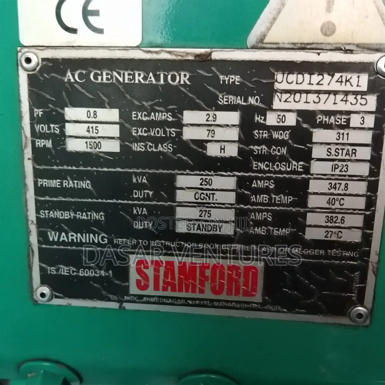 Power Generator Cummins 250kva