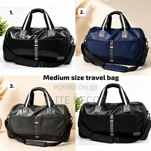 Fashion Elegant Black Duffle Travel Bag With Stripe Design