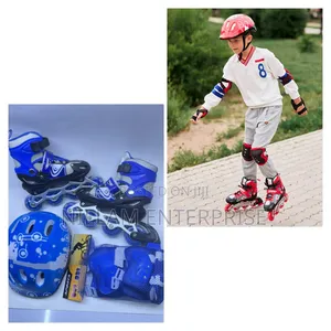 Adjustable Inline Skates Set With Helmet Protective Guards*