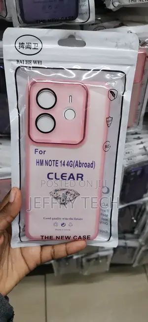HM NOTE 14 4G Pink-Trimmed Clear Soft TPU Mobile Phone Case
