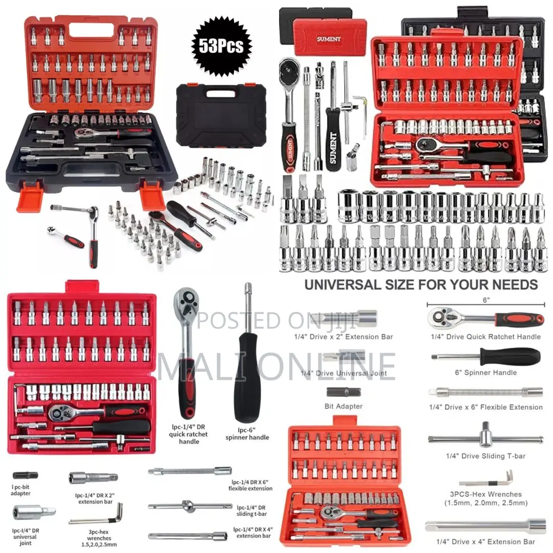 53PCS Wrench Kit 4-14mm Sockets Universal Joint Car Repair Tools