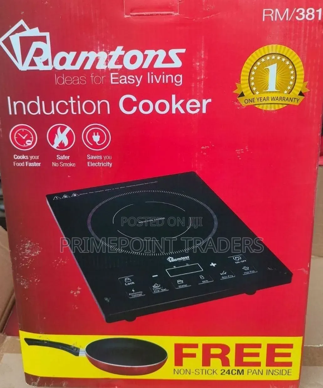 Ramtons Single Induction Cooker With Free Pan Fast Efficient Cooking