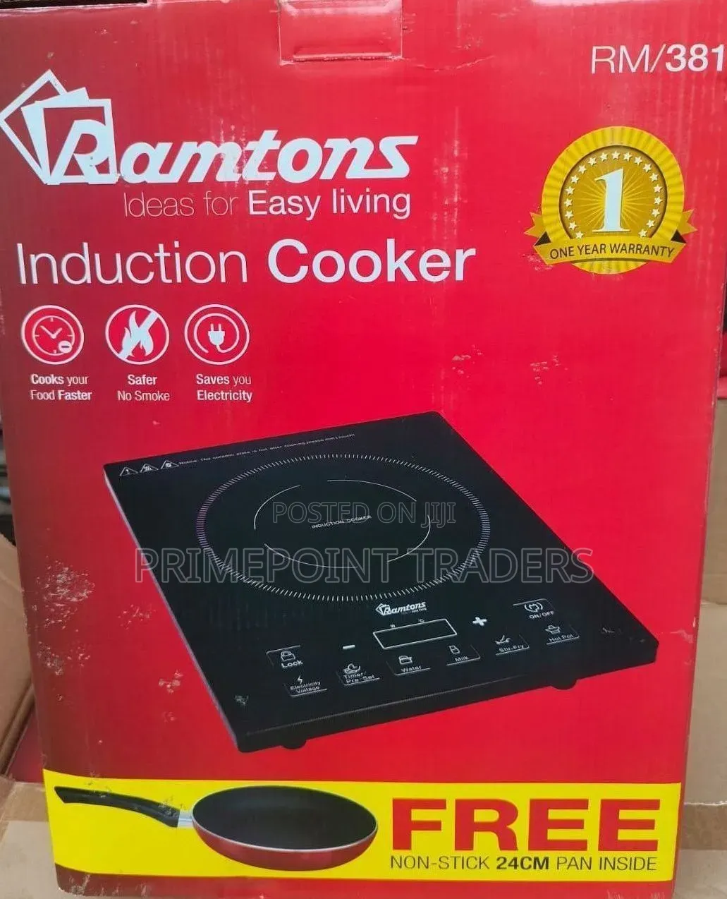 Ramtons Single Induction Cooker With Free Pan Fast Efficient Cooking