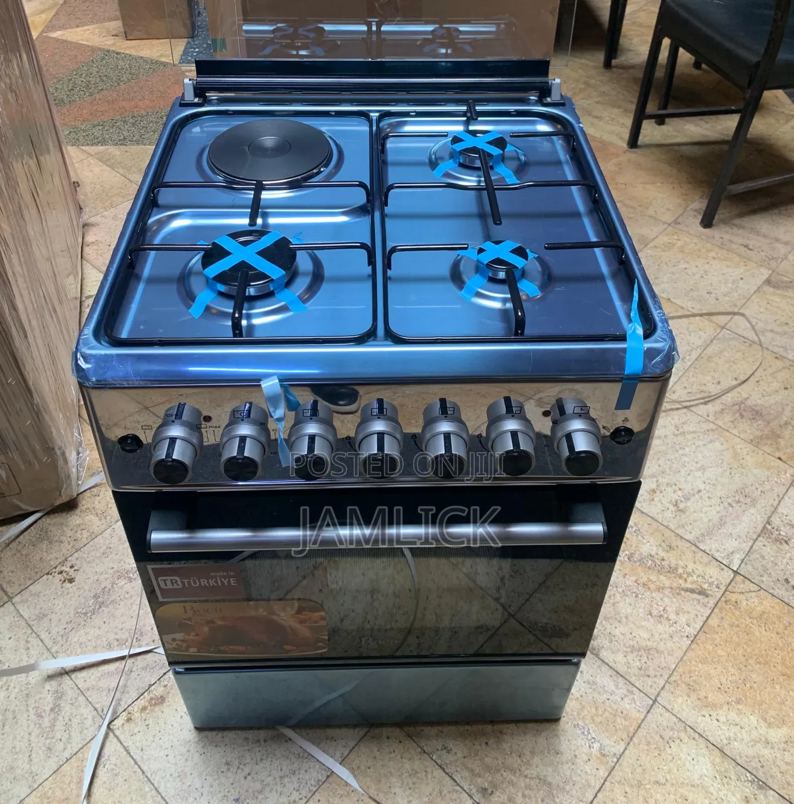 Roch 3+1 Standing Cooker With Electric Oven – Silver (60×60cm) - AB