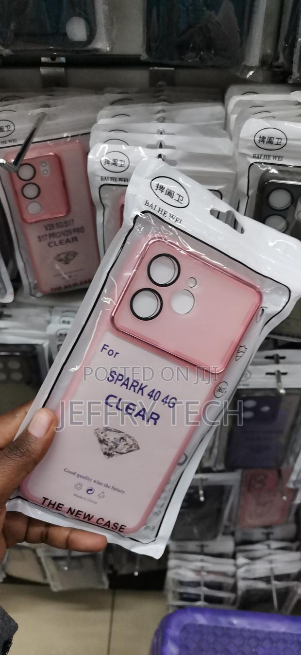 Tecno Spark 40 4G Clear Acrylic Back Panel Metallic Pink Bumper ,CASE - thumbnail 2