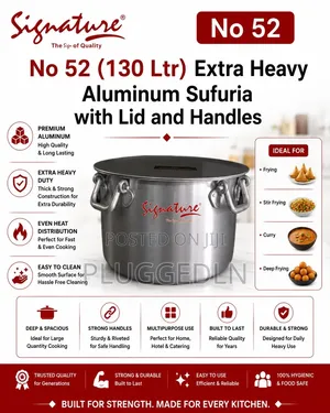 Aluminum Extra Heavy Sufurias With Lid and Handle 130L.