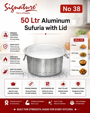 50L Aluminum Extra Heavy Sufurias With Lid and Handle