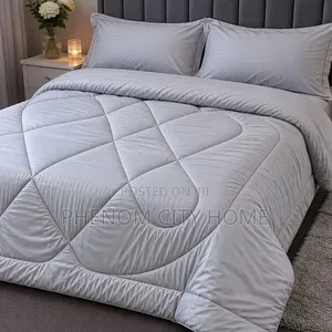 Greyish and Cream Binded Cotton Duvet Set