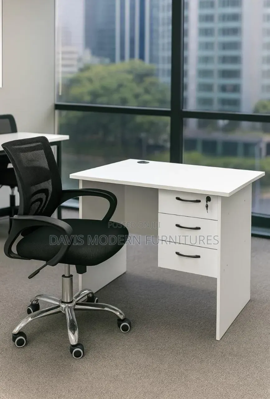 White Pedestal Office Desk