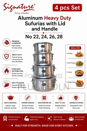 4pcs Aluminum Sufurias Set With Lids
