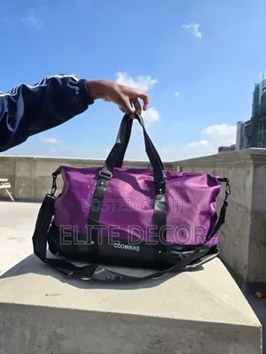 Fashion Elegant Black Duffle Travel Bag With Stripe Design