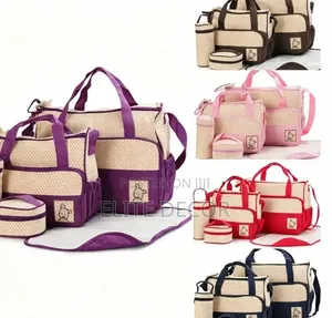 5-in-1 Baby Diaper Bag Set – Available in Red, Chocolate, Navy Blue