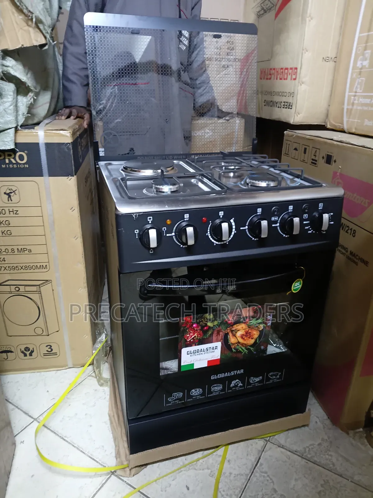 Global Star 3+1 Cooker 60x60 – Black Silver Finish
