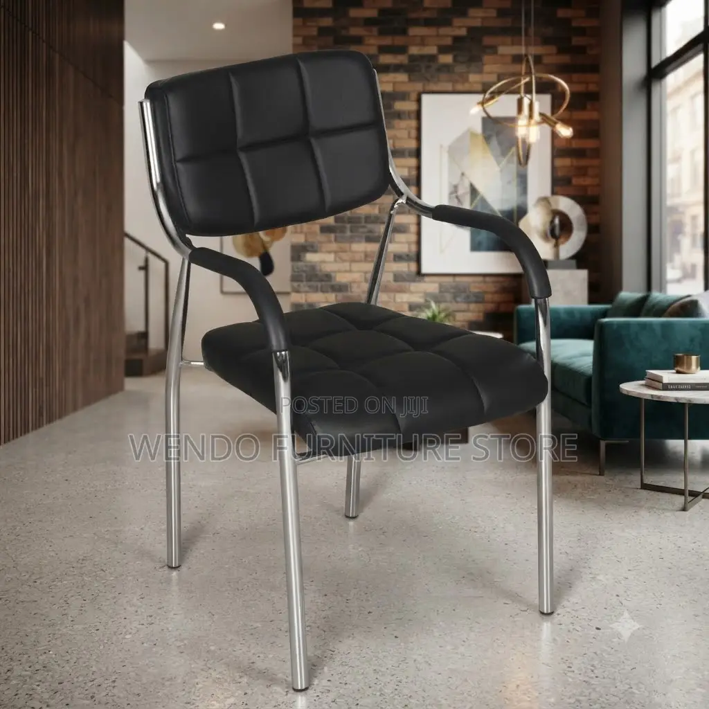 Office Chairs; Black Leather Visitors Receptionist Front Office Chairs