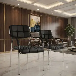Office Chairs; Black Leather Visitors Receptionist Front Office Chairs