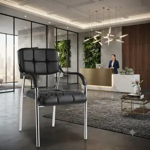 Office Chairs; Black Leather Visitors Receptionist Front Office Chairs