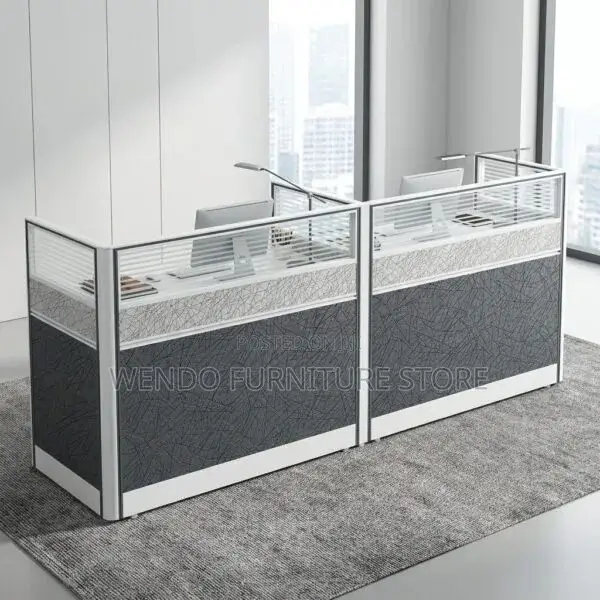 Office Workstation; Two Users Brown Office Schools Workstation