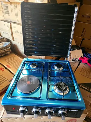 ElectroMate 3+1 Table Top Cooker – 3 Gas Burners+ 1 Electric Hot Plate