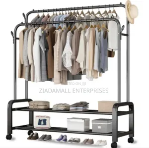 Double Pole Multipurpose Cloth Organizer Sturdy Cloth Rack