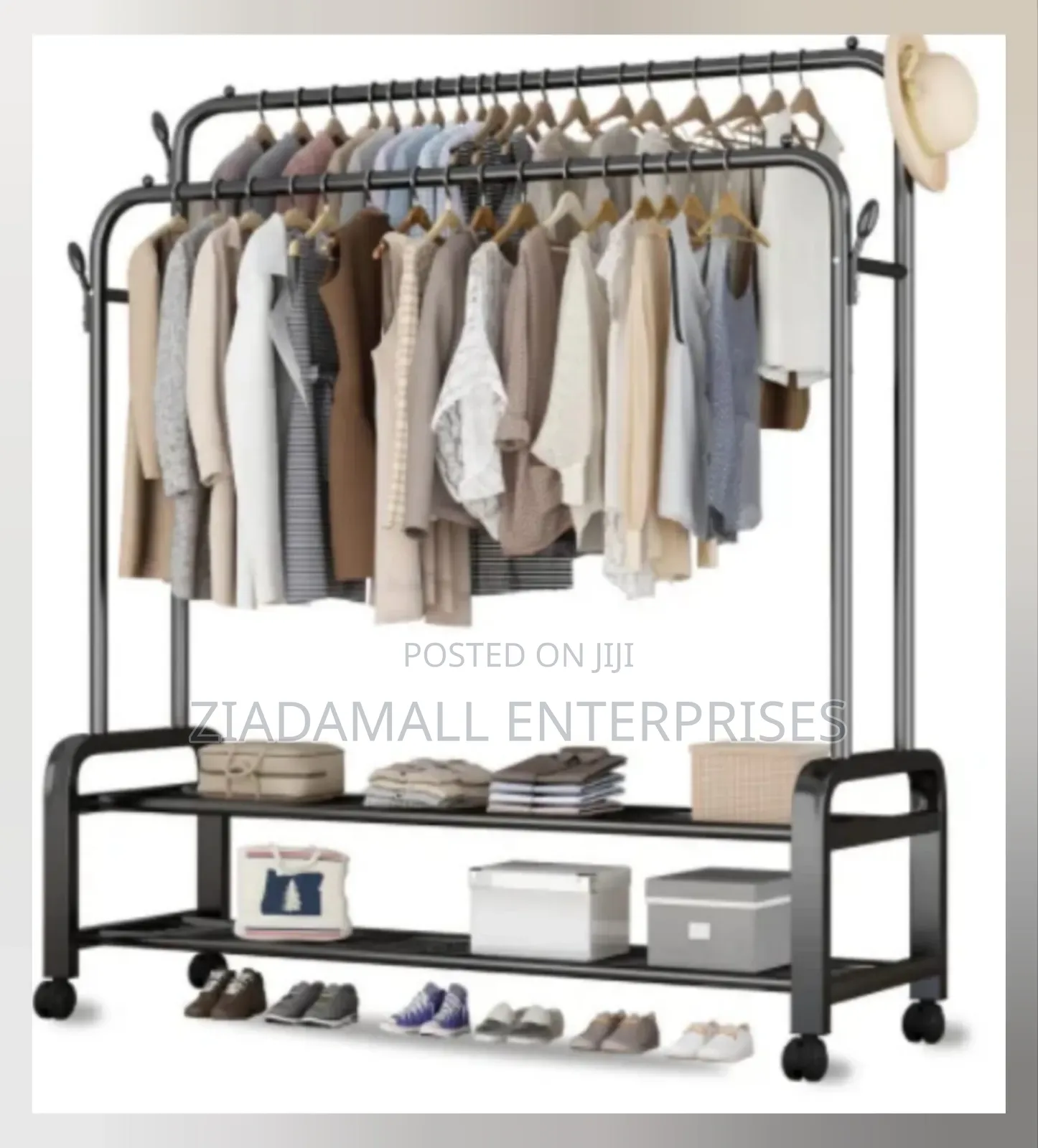 Double Pole Multipurpose Cloth Organizer Sturdy Cloth Rack