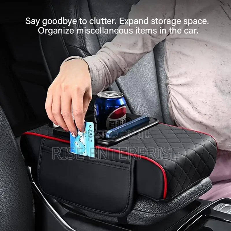 Car Arm Rest Cushion With 2 Cup Holders, Serviette and Side Storage
