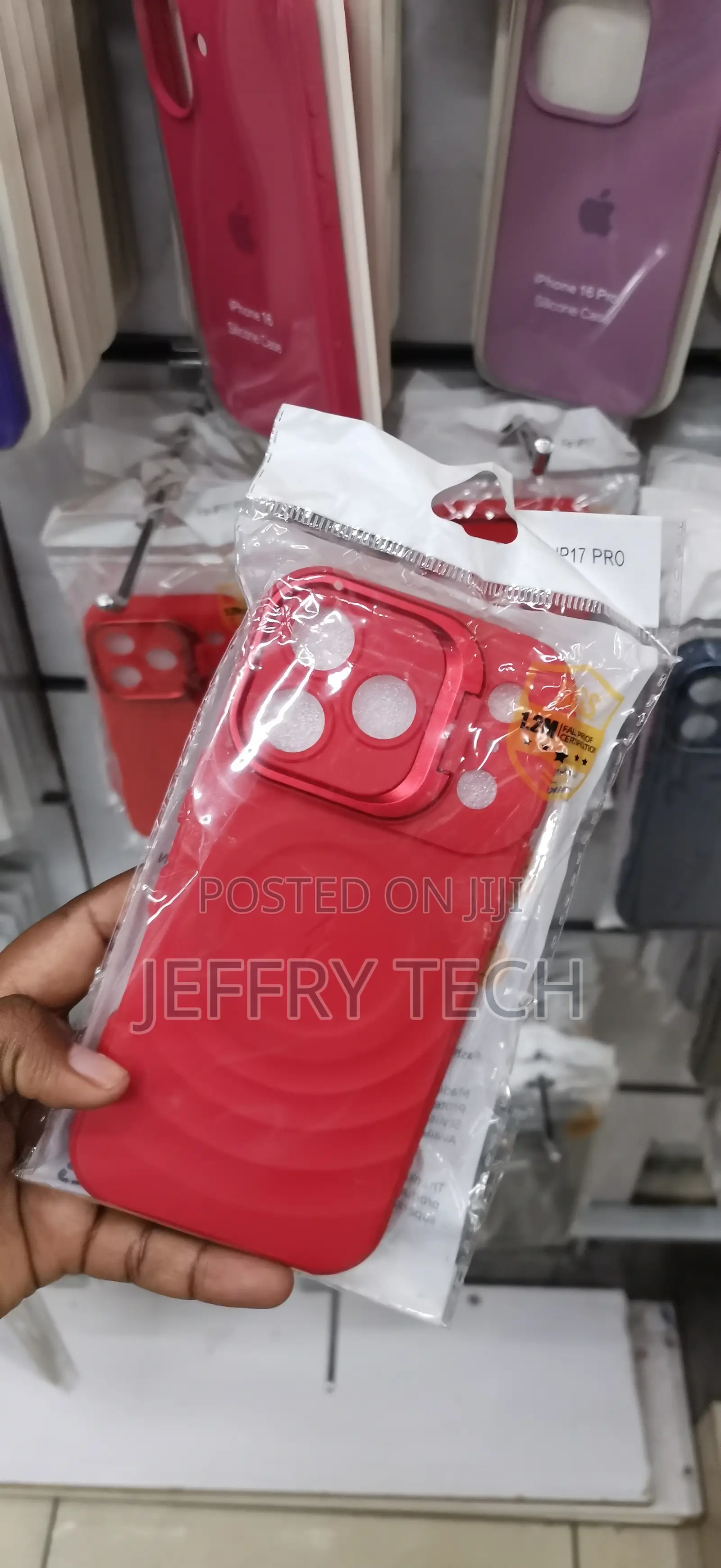 iPhone 17 Pro Red Ripple-Textured Magnetic Phone Case