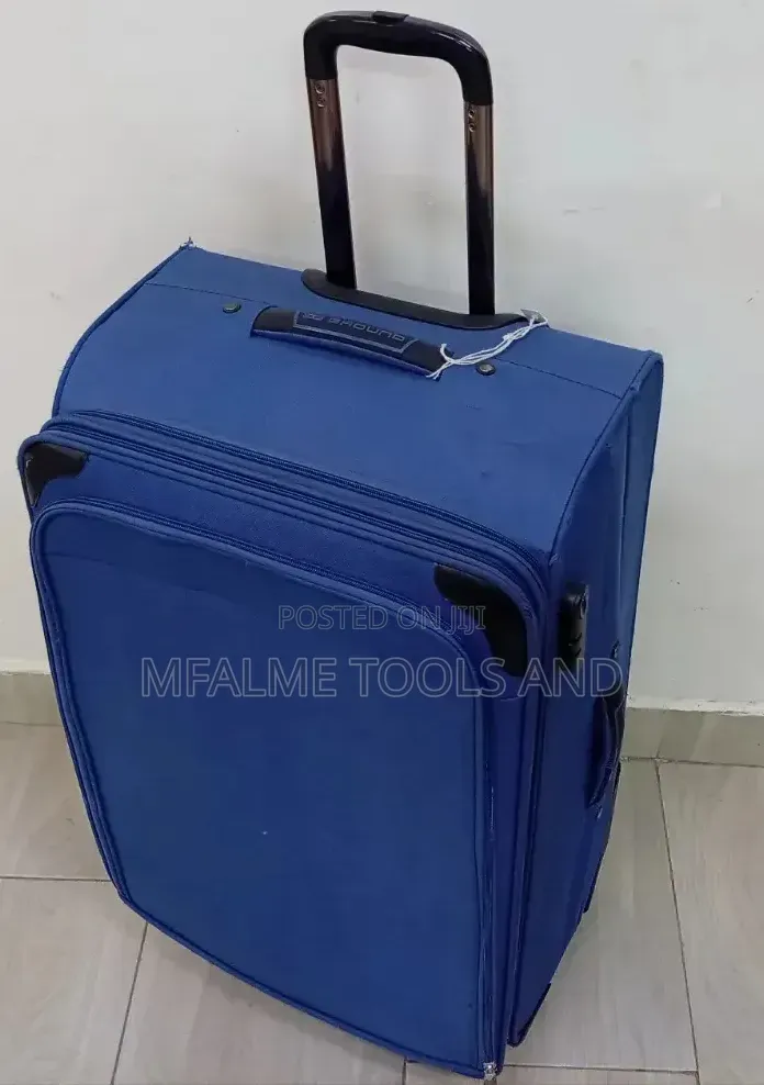 Ex-Uk Ground Fabric Blue Trolley Suitcase