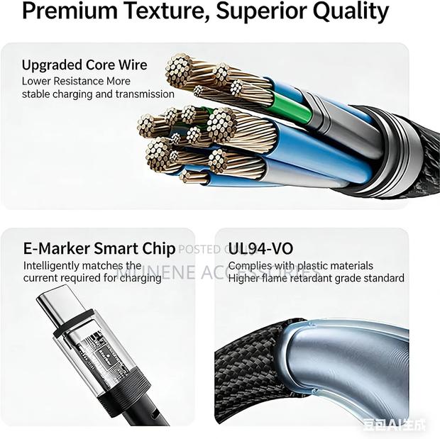 C to USB-C Cable 8 Inch, 240W PD Fast Charging Type-C Data Transfer - thumbnail 3