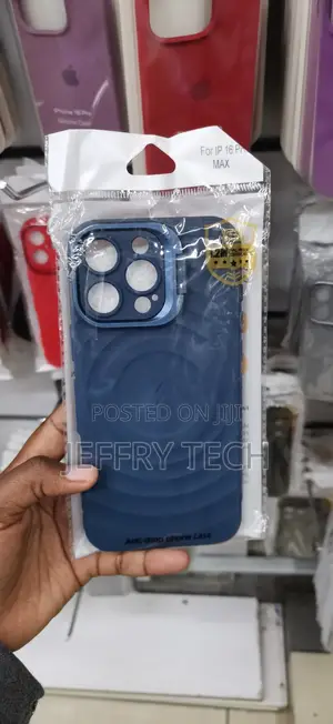 iPhone 16 Pro Max Blue Wave-Textured Magnetic Shockproof Phone Case