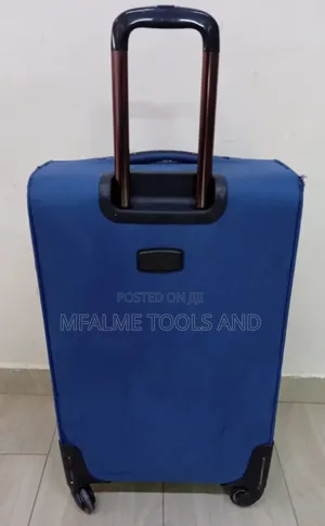 Ex-Uk Ground Fabric Blue Trolley Suitcase