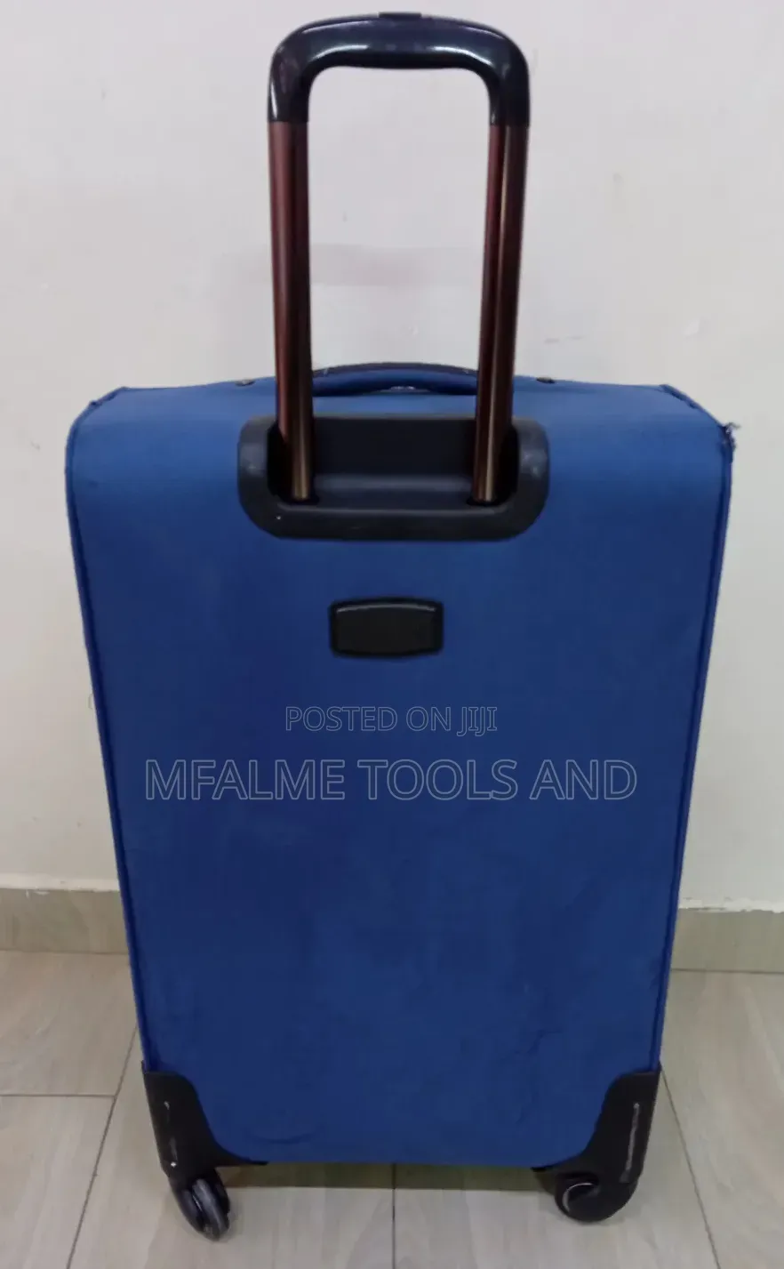 Ex-Uk Ground Fabric Blue Trolley Suitcase