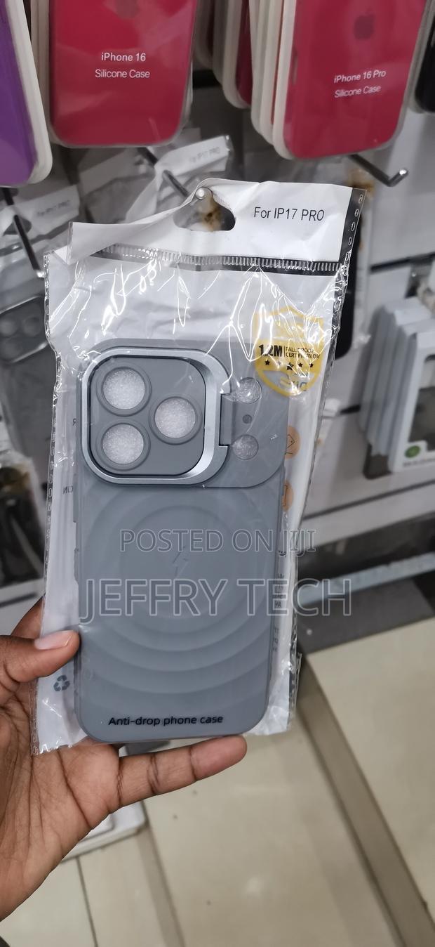 iPhone 17 Pro Grey, Anti-Drop Ripple Pattern Magnetic Phone Case - main view