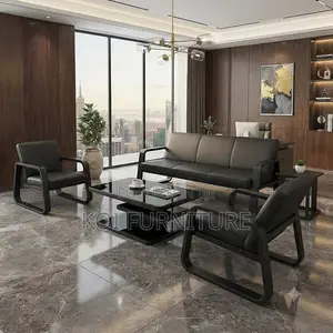 Office Sofa; Executive Five Seaters Leather Reception Sofa Set Bench
