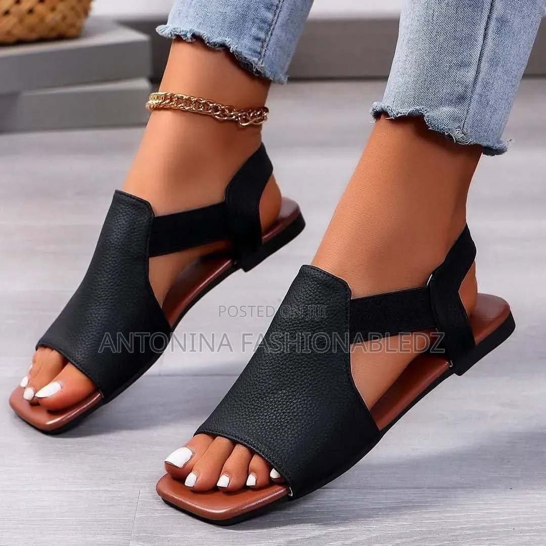 Ladies Double Strapped Leather Sandals