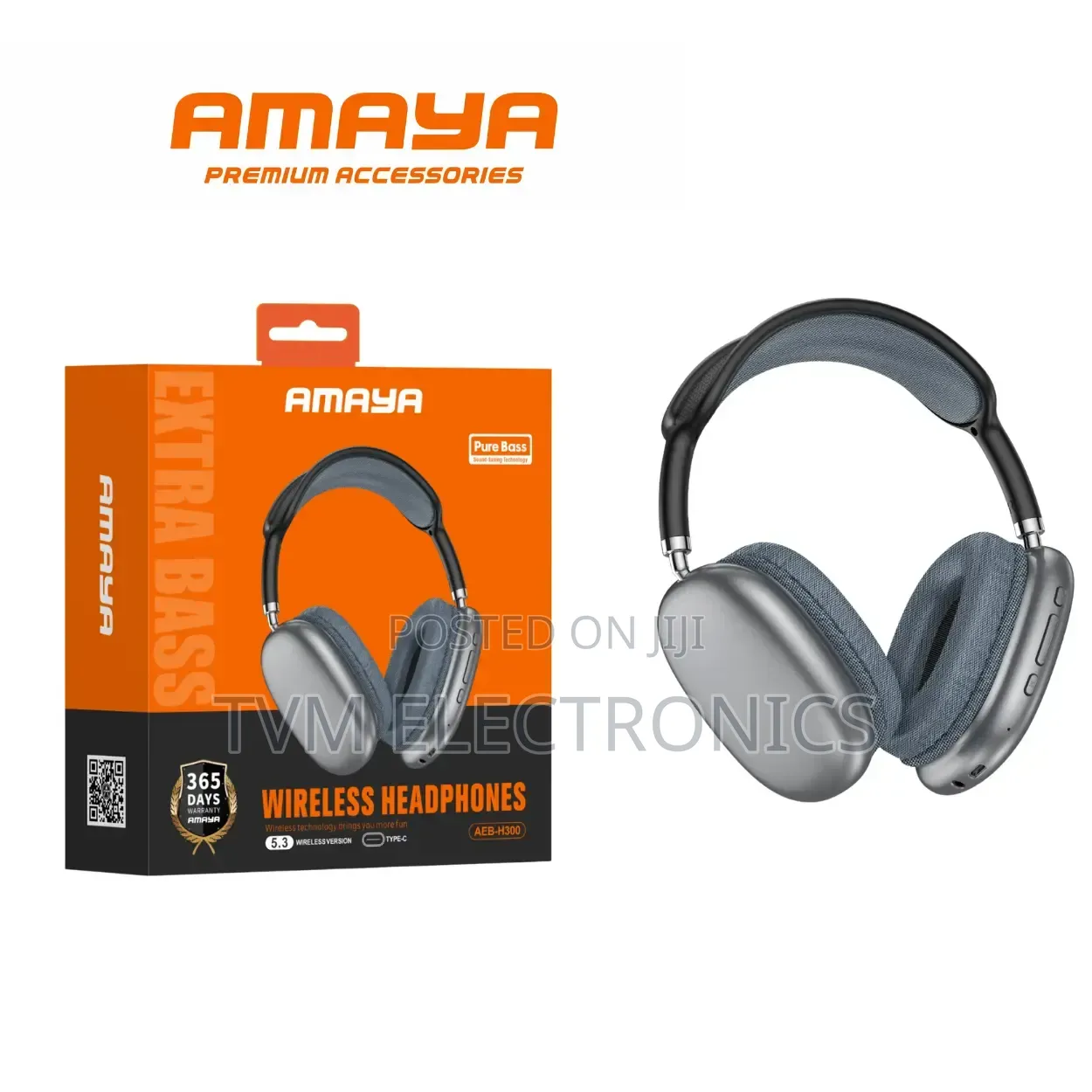 Amaya AEB-H300 Over-Ear Headphones – Powerful Bass Noise Isolation