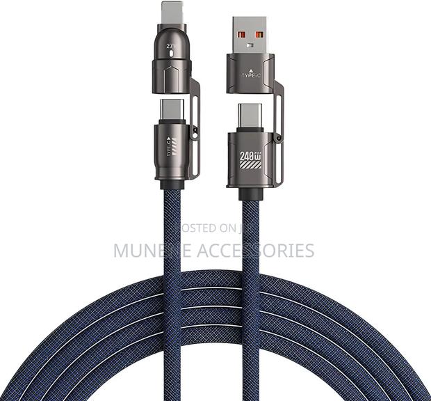 4in1 Multi Charger Cable LED Display 240W USB Fast Charging Cable 1.8M