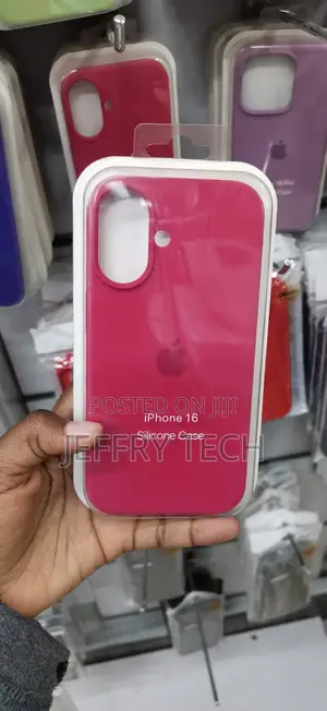Bright Pink (Fuchsia) iPhone 16 Silicone Case.