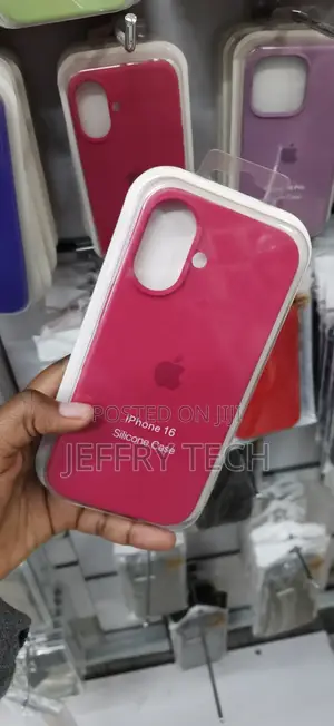 Bright Pink (Fuchsia) iPhone 16 Silicone Case.