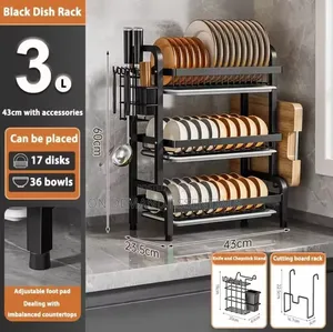 Original High Quality Heavy Duty 3 Tier Dish Rack With Cutlery Holder