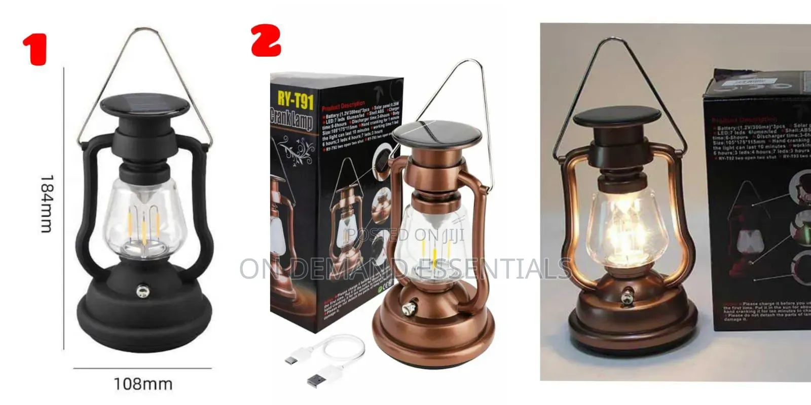 3 in 1 Solar/Rechargeable /Manual Lantern Lamp