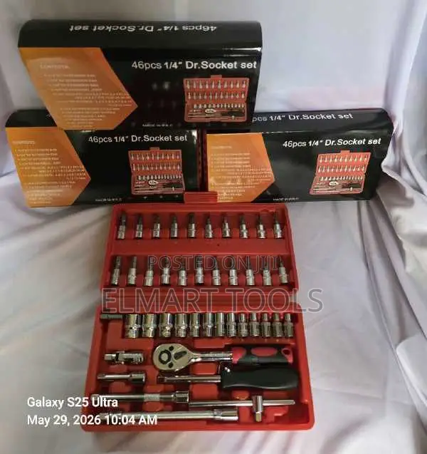 46-Piece 1/4-Inch Drive Socket and Ratchet Wrench Tool Set