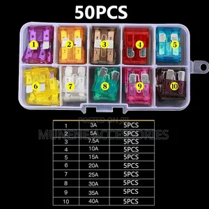 50pcs Car Fuses 2a 3a 5a 7.5a 10a 15a 20a 25a 30a 35a Amp Fuse Set