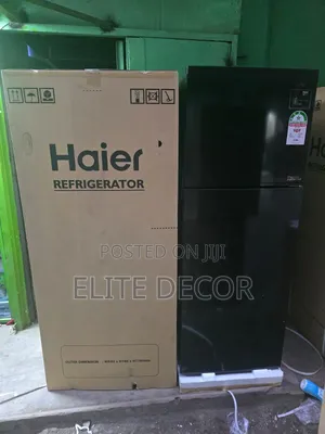 Haier HRF-355BS 333L Double Door Refrigerator – Black Glass Finish